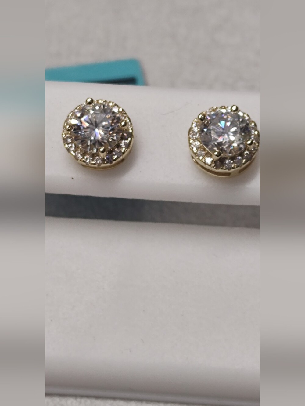Gold Over Sterling Silver Moissanite 1.83 CTW Halo Earrings